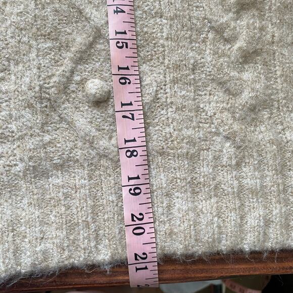 Olivaceous Tan Cable Knit Pom Pom Sweater Size Small - Picture 10 of 10